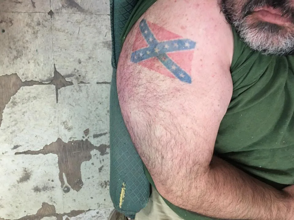 rebel flag back tattoo