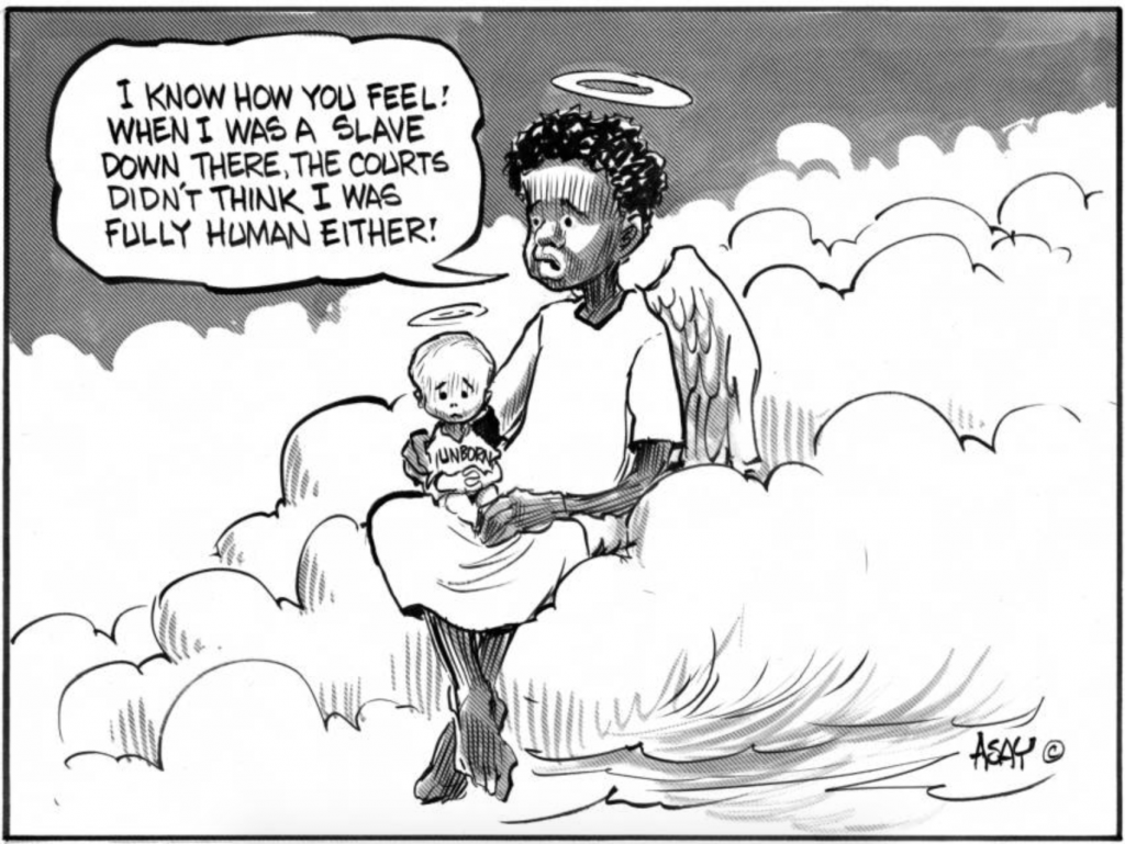 Anti-abortion cartoon "Not Fully Human" by Chuck Asay